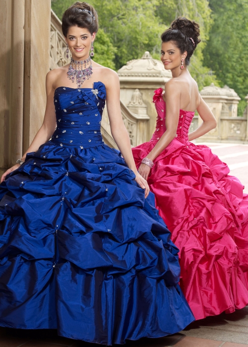 Hot style Turquoise and Fushia Beaded Silky Wrinkled Bowkno Taffeta Design Prom Dress