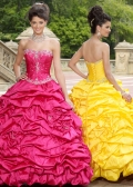 Charming Silky Taffeta Wrinkled A-line Design Rhinestone Sweetheart Ball Gown/ Prom Evening Dress