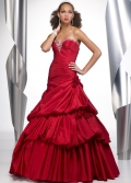 Strapless Celebration Gown with Draped Bodice Embroidered Lace-up with Fabric Flowers prom dress