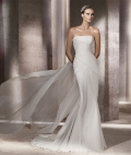 2012 Corset Strapless Sweep length Ruched Design Beach Wedding Dress