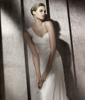 2012 Wholesale One Shoulder Ruched Chiffon Floor length Beach Wedding Dress