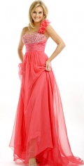 Sweetheart Sequins With One Flower Strap Chiffon Sweep Train Elegant Evening Dress