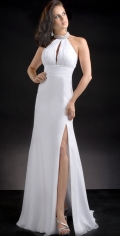 A line Floor Length Summer White Chiffon Pure Elegant Evening Dress