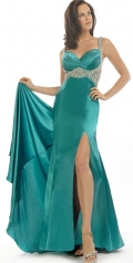 Gorgeous Beading Shoulders With Cross Pleated Sweetheart Neckline Party / Evening Dress
