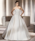 2012 Satin Wholesale Strapless A-line Embroidery Ball Gown Wedding Bridal Gown