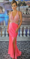 Gorgeous Sequins Halter And Hollow Centre V Neckline Evening Dress