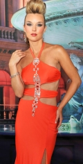 Strapless With A Furcation And Halter Evening Dress With Beadings