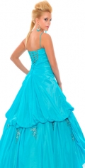 One shoulder Tiered Appliques Cheap Beading Side Ruched Prom/ Evening Dress
