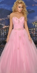 Pink Princess Sweetheart Appliques Satin Organza Cheap