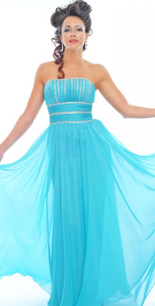 Chubby Flat Neckline Overlay Pearls Tiny pleated In Waist Dropped Evening / Prom Dress