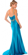 Allure Spaghetti Straps Irregular And Side Draped neckline Evening Dress neckline