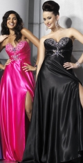 Sweetheart Beading Neckline Furcation Elastic Satin Sweep Trsin Evening Dress