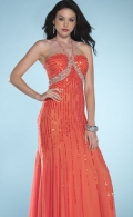 Beading Halter Orange Color With Appliques Dropped Tiered Evening Dress