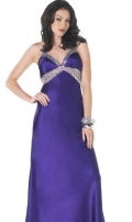 A Line Purple Split Ball Gown Overlay beadings And Appliques Evening / Party Dress