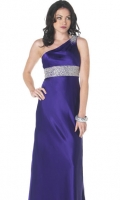 Purple Floor Length With Appliques One Strap Elegant Evening Dress