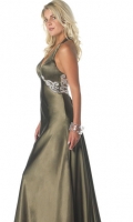 Antique Halter Dropped Elastic Satin V neckline Evening Dress