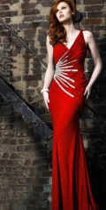 Exquisite Red Mermaid / Trumpet Cross Pleated V Neckline Evening Dress