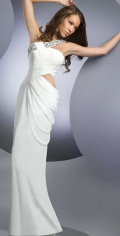 A line Floor Length White Crystal Special Design Flat Sexy Evening Dress