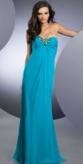 A Strapless Ruched Sweetheart With A Empire Waist Floor length Evening Dress