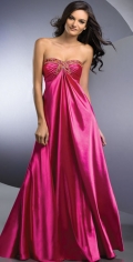 A Beading And Pleated Sweetheart Neckline With Empire Waist Formal Evening Dress