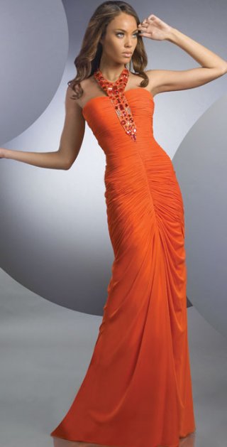 Column / Sheath Side Draped With A Appliques Halter Evening Dress