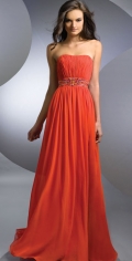Simple A Dropped Detailed Bodice With Appliques Waist Formal Evening Dress With A Scalloped-Edge Neckline