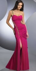 Mermaid With One Shoulder Ruched Sweetheart Evening Dress With A Furcation