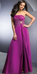 Elegant Ruched Bateau Neckline Strapless With A Furcation Evening Dress