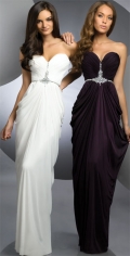 Sweetheart Neckline Strapless Side Draped With Beadings Floor length Designer Evening Dress
