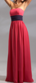 Empire waist Floor length Chiffon Red Bridesmaid Dress Evening dress