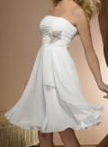 White Chiffon Strapless Empire Waist A-line cheap Bridesmaid Dress at bargain price