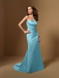 Unique light blue Stain Strapless Mermaid Design Floor length Bridesmaid Dress/ evening party dress