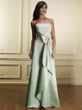 Elegant A-line Satin Bowknot Floor length Bridesmaid Dress Under 100