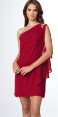 Elegant Red Chiffon Column Style One Shoulder Short/Mini Length Cocktail Dress / Homecoming Dress/Party Dresses