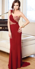 Sexy Sweetheart Appliques Sweep Train Chiffon Designer Evening Dress