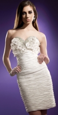 Slimming White Ruched Bodice Detailed Sweetheart Evening / Party Dress