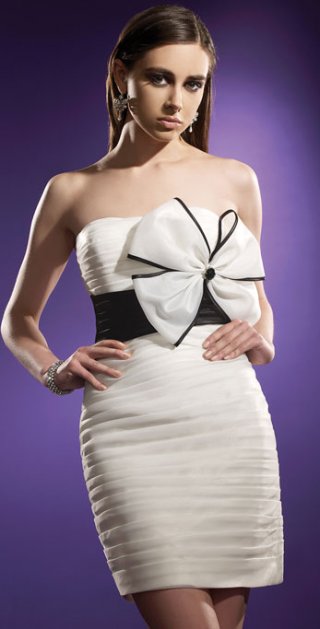 Delicated Strapless Fully Bodice Detailed Pleated With Bowknot Evening Skirt