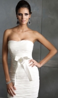 A Line Column Slinky Fully Ruched And Tiered Bodice Strapless Evening Dress