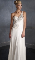 A Chiffon Floor Length With One Beading Shoulder Formal Evening Dress