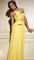 New Style Yellow Sweetheart Floor Length Chiffon Designer Evening Dress
