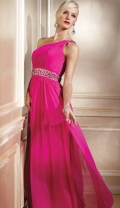 Floor Length Chiffon With Beadings Side Draped Designer Evening Dress