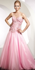 Pink Scales Beading Waist Sweetheart Satin Network Prom / Evening Dress