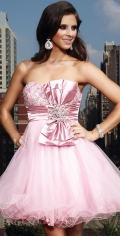 Pink Butterfly Tiny Pleated Sequins Beading Organza Taffeta Homecoming / Cocktail prom Dress