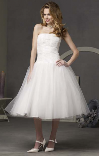 Halter Strapless Chiffon Puffed Knee Length Discount Design Wedding Dress