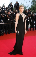 Black chiffon sexy floor length Toni Collette Evening Dress