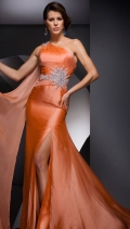 Style Orange One Strap Crystal Floor Length Special Evening Dress