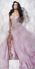 Strapless Sweetheart With Beadings And Furcation Sweep Train Designer Evening Dress