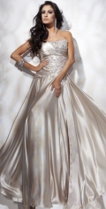 Princess Ball Gown Scoop Neckline Sweep Train Side Draped With Beadings Designer Evening Dress
