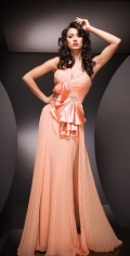 A Complicated With A V Neckline Dropped And Pleated With A Kont Formal Evening Dress