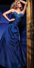 Deep Blue Sweetheart Sequins Cross Folded Ruched Cheap Prom / Evening Dress